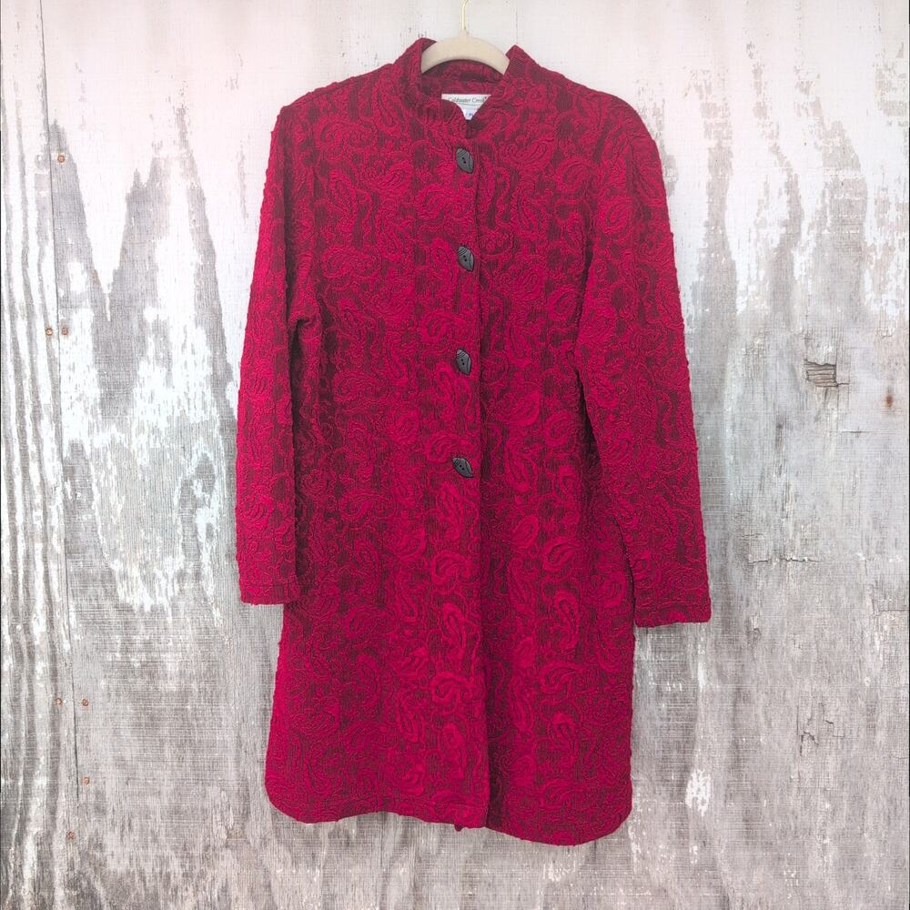 VTG Coldwater Creek MandarinCollar Tunic WhimsyGoth MoodyVelvet Sheer Women's LP